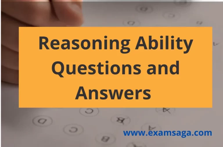 Reasoning Ability Questions and Answers for Competitive Exams Bank and SSC