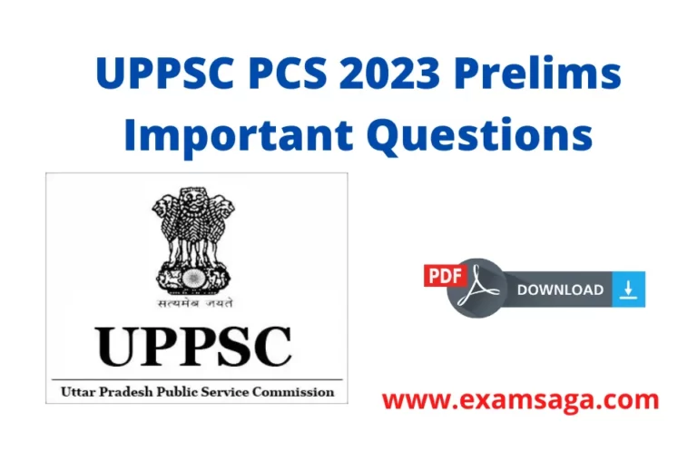 UPPSC PCS 2023 Prelims Important Questions