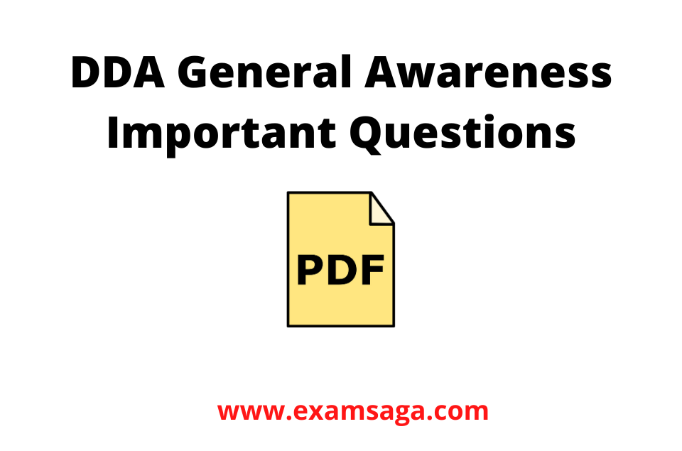 DDA General Awareness Important Questions