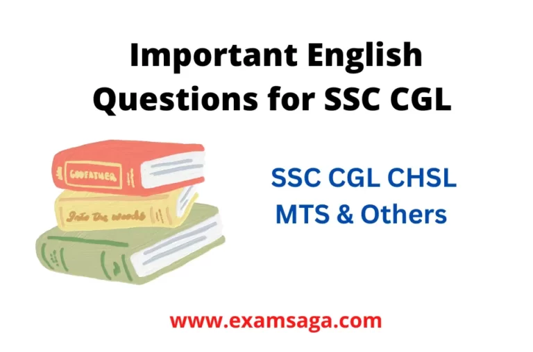 Important English Questions for SSC CGL Download Free PDF