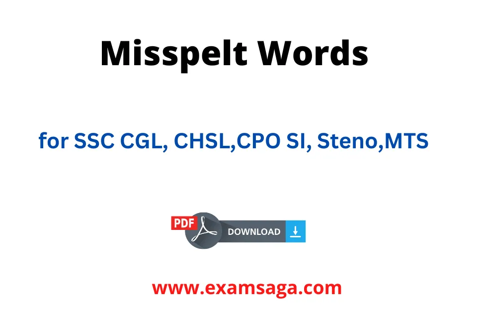 Misspelt Words for SSC PDF Free Download
