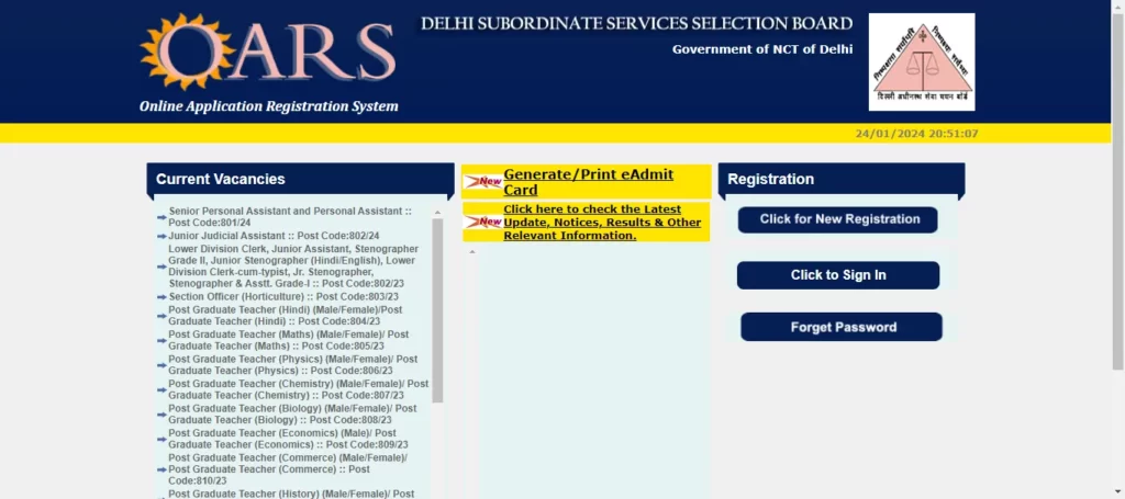 DSSSB PGT Recruitment 2024